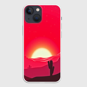 Чехол для iPhone 13 mini с принтом Gorgeous sunset в Курске,  |  | 3d | арт | дикий запад | закат | кактус | природа | солнце