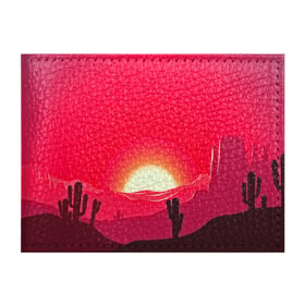 Обложка для студенческого билета с принтом Gorgeous sunset в Курске, натуральная кожа | Размер: 11*8 см; Печать на всей внешней стороне | 3d | арт | дикий запад | закат | кактус | природа | солнце