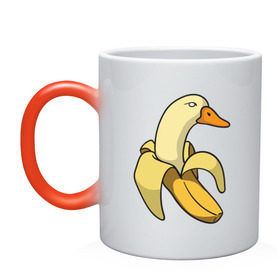 Кружка хамелеон с принтом утка банан в Курске, керамика | меняет цвет при нагревании, емкость 330 мл | Тематика изображения на принте: banana | duck | meme | банан | мем | утка