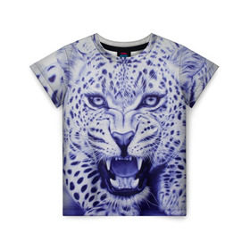 Детская футболка 3D с принтом Леопард в Курске, 100% гипоаллергенный полиэфир | прямой крой, круглый вырез горловины, длина до линии бедер, чуть спущенное плечо, ткань немного тянется | арт | гепард | дикая кошка | зверь | искусство | кошка | леопард | хищник