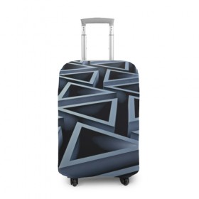 Чехол для чемодана 3D с принтом Треугольники в Курске, 86% полиэфир, 14% спандекс | двустороннее нанесение принта, прорези для ручек и колес | 