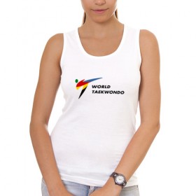 Женская майка хлопок с принтом World Taekwondo logo в Курске, 95% хлопок, 5% эластан |  | world taekwondo | wt | логотип | тхэквондо