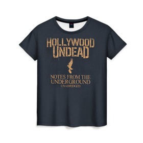 Женская футболка 3D с принтом Hollywood Undead в Курске, 100% полиэфир ( синтетическое хлопкоподобное полотно) | прямой крой, круглый вырез горловины, длина до линии бедер | hollywood undead | голливудская нежить
