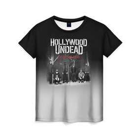 Женская футболка 3D с принтом Hollywood Undead 3 в Курске, 100% полиэфир ( синтетическое хлопкоподобное полотно) | прямой крой, круглый вырез горловины, длина до линии бедер | hollywood undead | голливудская нежить