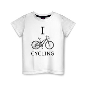 Детская футболка хлопок с принтом I love cycling в Курске, 100% хлопок | круглый вырез горловины, полуприлегающий силуэт, длина до линии бедер | Тематика изображения на принте: bicycle | bike | bmx | cycling | enjoy | i | like | love | moto | ride | rider | sport | байк | велик | вело | велосипед | велосипедист | ездить | зож | катать | кататься | лето | спорт | спортсмен