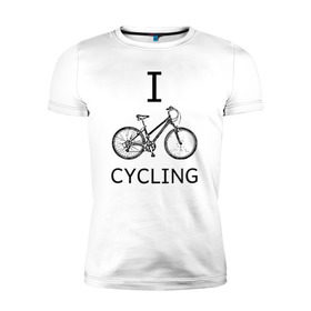 Мужская футболка премиум с принтом I love cycling в Курске, 92% хлопок, 8% лайкра | приталенный силуэт, круглый вырез ворота, длина до линии бедра, короткий рукав | Тематика изображения на принте: bicycle | bike | bmx | cycling | enjoy | i | like | love | moto | ride | rider | sport | байк | велик | вело | велосипед | велосипедист | ездить | зож | катать | кататься | лето | спорт | спортсмен