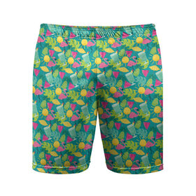Мужские шорты 3D спортивные с принтом Гаваи в Курске,  |  | aloha | fruits | hawaii | summer | ананас | арбуз | гаваи | пальмы | пляж | солнце | тропики | фламинго | флорида | фрукты