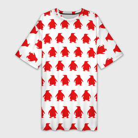 Платье-футболка 3D с принтом Пингвинчики в Курске,  |  | Тематика изображения на принте: 3d | арт | животные | пингвины | птицы | текстуры