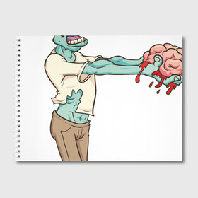Альбом для рисования с принтом Zombie love в Курске, 100% бумага
 | матовая бумага, плотность 200 мг. | Тематика изображения на принте: brain | heart | love | zombie | зомби | любовь | мозги | сердце