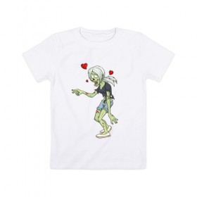 Детская футболка хлопок с принтом Zombie love в Курске, 100% хлопок | круглый вырез горловины, полуприлегающий силуэт, длина до линии бедер | Тематика изображения на принте: heart | love | zombie | зомби | любовь | сердце