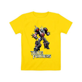 Детская футболка хлопок с принтом Трансформер в Курске, 100% хлопок | круглый вырез горловины, полуприлегающий силуэт, длина до линии бедер | autobot | robot | transformers | автобот | кибертрон | оптимус | прайм | робот