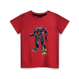 Детская футболка хлопок с принтом Оптимус в Курске, 100% хлопок | круглый вырез горловины, полуприлегающий силуэт, длина до линии бедер | autobot | robot | transformers | автобот | кибертрон | оптимус | прайм | робот