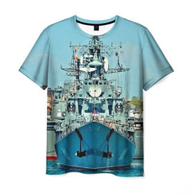 Мужская футболка 3D с принтом Сторожевой корабль в Курске, 100% полиэфир | прямой крой, круглый вырез горловины, длина до линии бедер | 3d | море | севастополь | сторожевой корабль | судно | черноморский флот