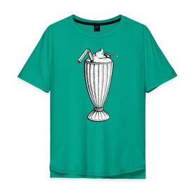 Мужская футболка хлопок Oversize с принтом 5$ Milkshake в Курске, 100% хлопок | свободный крой, круглый ворот, “спинка” длиннее передней части | Тематика изображения на принте: pulp fiction | винсент вега | криминальное чтиво | милкшейк | мия уоллес | пятидолларовый молочный коктейль