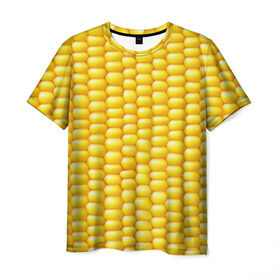 Мужская футболка 3D с принтом Сладкая вареная кукуруза в Курске, 100% полиэфир | прямой крой, круглый вырез горловины, длина до линии бедер | еда | кукуруза