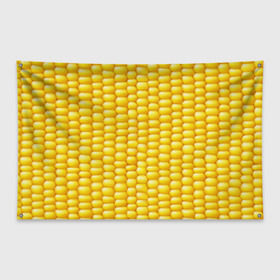 Флаг-баннер с принтом Сладкая вареная кукуруза в Курске, 100% полиэстер | размер 67 х 109 см, плотность ткани — 95 г/м2; по краям флага есть четыре люверса для крепления | еда | кукуруза
