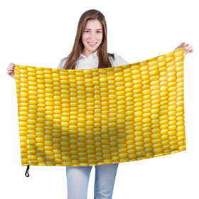Флаг 3D с принтом Сладкая вареная кукуруза в Курске, 100% полиэстер | плотность ткани — 95 г/м2, размер — 67 х 109 см. Принт наносится с одной стороны | еда | кукуруза