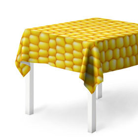 Скатерть 3D с принтом Сладкая вареная кукуруза в Курске, 100% полиэстер (ткань не мнется и не растягивается) | Размер: 150*150 см | Тематика изображения на принте: еда | кукуруза
