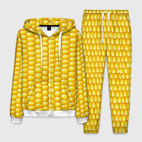 Мужской костюм 3D с принтом Сладкая вареная кукуруза в Курске, 100% полиэстер | Манжеты и пояс оформлены тканевой резинкой, двухслойный капюшон со шнурком для регулировки, карманы спереди | еда | кукуруза