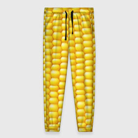 Женские брюки 3D с принтом Сладкая вареная кукуруза в Курске, полиэстер 100% | прямой крой, два кармана без застежек по бокам, с мягкой трикотажной резинкой на поясе и по низу штанин. В поясе для дополнительного комфорта — широкие завязки | еда | кукуруза