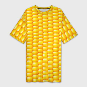 Платье-футболка 3D с принтом Сладкая вареная кукуруза в Курске,  |  | еда | кукуруза