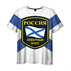 Мужская футболка 3D с принтом Северный флот в Курске, 100% полиэфир | прямой крой, круглый вырез горловины, длина до линии бедер | 3d | военно морские силы | символ | флаг | эмблема