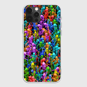Чехол для iPhone 12 Pro Max с принтом Разноцветные скелеты в Курске, Силикон |  | паттерн | разноцветный | скелет | яркий