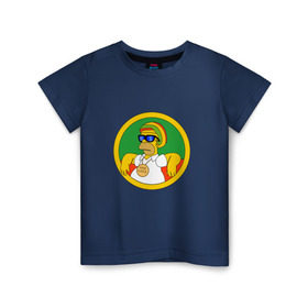 Детская футболка хлопок с принтом Раста-симпсоны в Курске, 100% хлопок | круглый вырез горловины, полуприлегающий силуэт, длина до линии бедер | homer | one love | simpson | simpsons | simson | the simpsoms | гомер | крутой | растаман | симпсон | симпсоны | хиппи