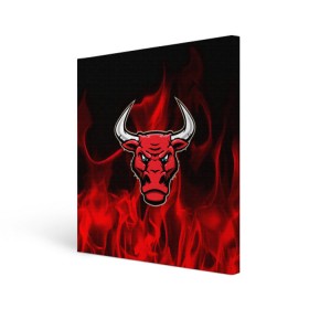 Холст квадратный с принтом Angry bull в Курске, 100% ПВХ |  | 3d | angry bull | in fire | бык | в огне | дым | животные | мощь | огненный | огонь | пламя | пожар | сила | стихия