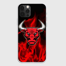 Чехол для iPhone 12 Pro Max с принтом Angry bull в Курске, Силикон |  | Тематика изображения на принте: 3d | angry bull | in fire | бык | в огне | дым | животные | мощь | огненный | огонь | пламя | пожар | сила | стихия
