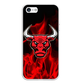 Чехол для iPhone 5/5S матовый с принтом Angry bull в Курске, Силикон | Область печати: задняя сторона чехла, без боковых панелей | 3d | angry bull | in fire | бык | в огне | дым | животные | мощь | огненный | огонь | пламя | пожар | сила | стихия