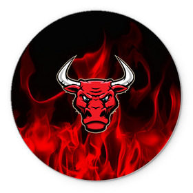 Коврик круглый с принтом Angry bull в Курске, резина и полиэстер | круглая форма, изображение наносится на всю лицевую часть | 3d | angry bull | in fire | бык | в огне | дым | животные | мощь | огненный | огонь | пламя | пожар | сила | стихия