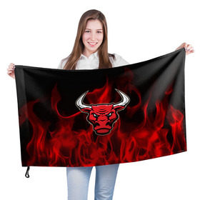 Флаг 3D с принтом Angry bull в Курске, 100% полиэстер | плотность ткани — 95 г/м2, размер — 67 х 109 см. Принт наносится с одной стороны | Тематика изображения на принте: 3d | angry bull | in fire | бык | в огне | дым | животные | мощь | огненный | огонь | пламя | пожар | сила | стихия
