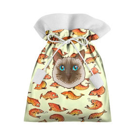 Подарочный 3D мешок с принтом Котик в рыбках! в Курске, 100% полиэстер | Размер: 29*39 см | Тематика изображения на принте: животные | коты | котэ | котята | милые животные | прикольные | рыба | рыбки | цветные | яркие