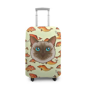 Чехол для чемодана 3D с принтом Котик в рыбках! в Курске, 86% полиэфир, 14% спандекс | двустороннее нанесение принта, прорези для ручек и колес | животные | коты | котэ | котята | милые животные | прикольные | рыба | рыбки | цветные | яркие