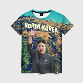 Женская футболка 3D с принтом NORTH KOREA в Курске, 100% полиэфир ( синтетическое хлопкоподобное полотно) | прямой крой, круглый вырез горловины, длина до линии бедер | hollywood | kim jong un | north korea | ким чен ын | северная корея
