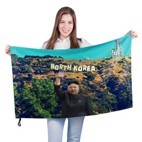 Флаг 3D с принтом NORTH KOREA в Курске, 100% полиэстер | плотность ткани — 95 г/м2, размер — 67 х 109 см. Принт наносится с одной стороны | hollywood | kim jong un | north korea | ким чен ын | северная корея