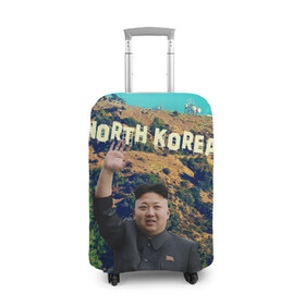 Чехол для чемодана 3D с принтом NORTH KOREA в Курске, 86% полиэфир, 14% спандекс | двустороннее нанесение принта, прорези для ручек и колес | Тематика изображения на принте: hollywood | kim jong un | north korea | ким чен ын | северная корея