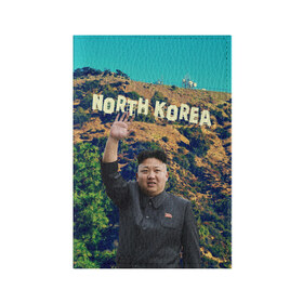 Обложка для паспорта матовая кожа с принтом NORTH KOREA в Курске, натуральная матовая кожа | размер 19,3 х 13,7 см; прозрачные пластиковые крепления | hollywood | kim jong un | north korea | ким чен ын | северная корея