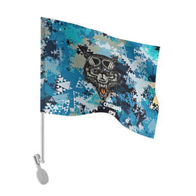 Флаг для автомобиля с принтом Спецназ ГРУ в Курске, 100% полиэстер | Размер: 30*21 см | армия | камуфляж | синий