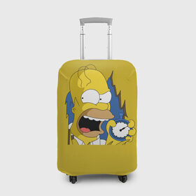Чехол для чемодана 3D с принтом Гомер Симпсон в Курске, 86% полиэфир, 14% спандекс | двустороннее нанесение принта, прорези для ручек и колес | homer | horror | jonny | simpsons | гомер | джонни | симпсон | симпсоны