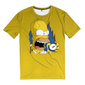 Мужская футболка 3D с принтом Гомер Симпсон в Курске, 100% полиэфир | прямой крой, круглый вырез горловины, длина до линии бедер | homer | horror | jonny | simpsons | гомер | джонни | симпсон | симпсоны