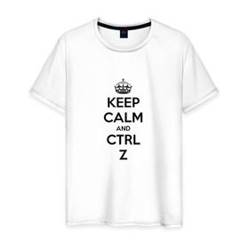 Мужская футболка хлопок с принтом Keep Calm And Ctrl + Z в Курске, 100% хлопок | прямой крой, круглый вырез горловины, длина до линии бедер, слегка спущенное плечо. | ctrl + z | ctrl. z | keep calm | keep calm and | keep calm and ctrl z