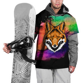 Накидка на куртку 3D с принтом Лиса в Курске, 100% полиэстер |  | 3d | color | pattern | абстракция | голова животного | животные | краска | лиса | лисица | цветные