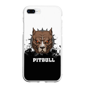Чехол для iPhone 7Plus/8 Plus матовый с принтом Pitbull в Курске, Силикон | Область печати: задняя сторона чехла, без боковых панелей | 3d | dog | pitbull | абстракция | животные | краска | собака | черно белый