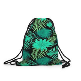 Рюкзак-мешок 3D с принтом Tropical pattern в Курске, 100% полиэстер | плотность ткани — 200 г/м2, размер — 35 х 45 см; лямки — толстые шнурки, застежка на шнуровке, без карманов и подкладки | 3d | арт | лето | листья | пальмы | текстура | узор | цветы