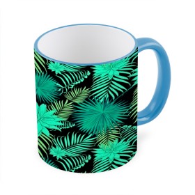 Кружка 3D с принтом Tropical pattern в Курске, керамика | ёмкость 330 мл | Тематика изображения на принте: 3d | арт | лето | листья | пальмы | текстура | узор | цветы