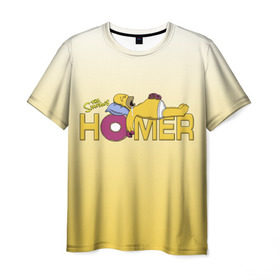 Мужская футболка 3D с принтом Гомер Симпсон в Курске, 100% полиэфир | прямой крой, круглый вырез горловины, длина до линии бедер | Тематика изображения на принте: homer | simpsons | гомер | пончик | симпсоны