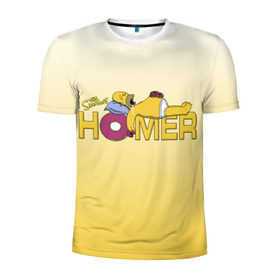 Мужская футболка 3D спортивная с принтом Гомер Симпсон в Курске, 100% полиэстер с улучшенными характеристиками | приталенный силуэт, круглая горловина, широкие плечи, сужается к линии бедра | homer | simpsons | гомер | пончик | симпсоны