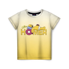 Детская футболка 3D с принтом Гомер Симпсон в Курске, 100% гипоаллергенный полиэфир | прямой крой, круглый вырез горловины, длина до линии бедер, чуть спущенное плечо, ткань немного тянется | Тематика изображения на принте: homer | simpsons | гомер | пончик | симпсоны